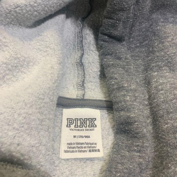PINK Victoria's Secret Gray Hoodie Sweatshirt with Black Logo - Size M - Picture 5 of 8